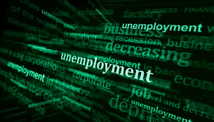Unemployment crisis job loss headline titles media 3d illustration