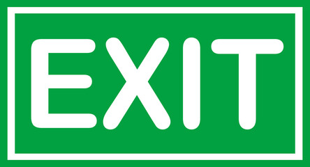 Exit sign. Flat, green, exit designation. Vector icon