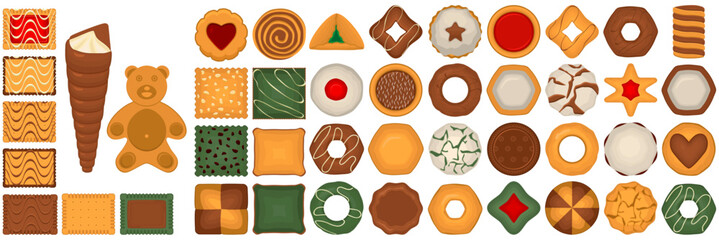 Big set homemade cookie different taste in pastry biscuit - obrazy, fototapety, plakaty