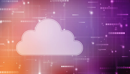 2d illustration of Cloud computing, Digital Cloud computing Concept background. Cyber technology, internet data storage, database and data server concept
