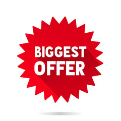 Biggest offer sticker icon. Banner template. Design elements for promotional sale.

