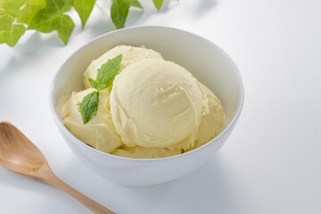 Fototapeta na wymiar 冷たくて美味しいバニラアイスクリーム