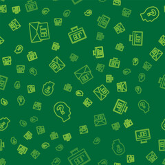 Set line Search job, Worker and on seamless pattern. Vector