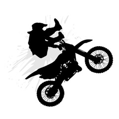 Silhouette of a motocross rider in freestyle action. Vector illustration