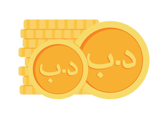 Bahraini Dinar Coins Money Currency Icon Clipart for Business and Finance in Animated Elements Vector Illustration