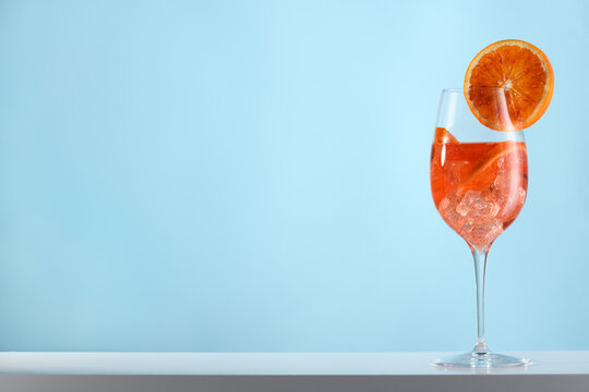 Glass of Aperol spritz cocktail