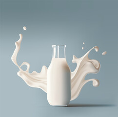 Vector illustration of fresh milk with a splash - 583497006