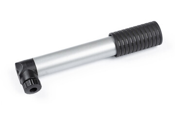 Hand pump for bicycle tires isolated above white background