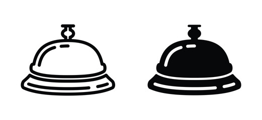 Bell icon. Service, reception, hotel, costumer, guest, and restaurant bell icon symbol. Bell rings sign in line and flat style. Vector illustration
