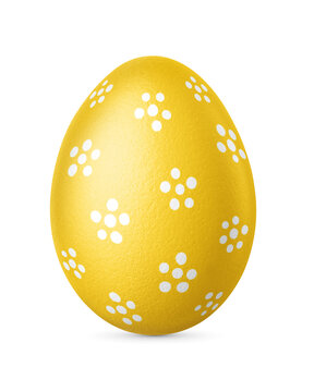 Handmade yellow Easter egg isolated on a white background. Clipping path.