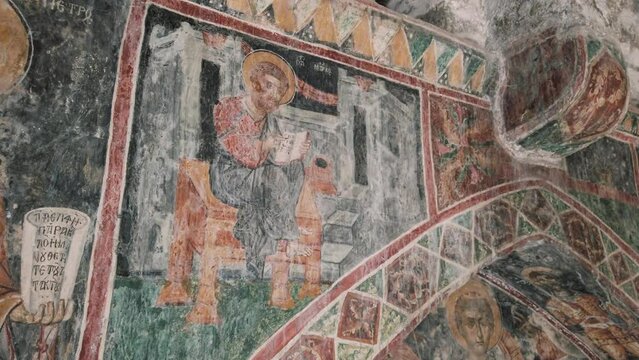 Frescoes of the medieval church of Agia Elisavet. Limassol District, Cyprus