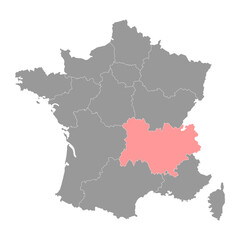 Auvergne rhone Alpes Map. Region of France. Vector illustration.
