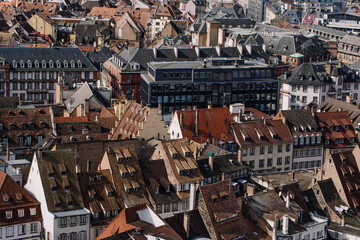 View to strasbourg building Skyline  aerial view of Strasbourg old town, Grand Est region, France....