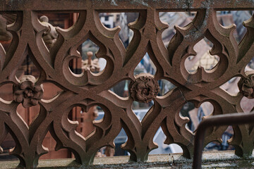 Old churc roof ornamentStone edge for church balcony, Gothic style