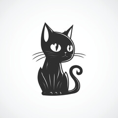 Vector image of a black cat on a white background. Design element