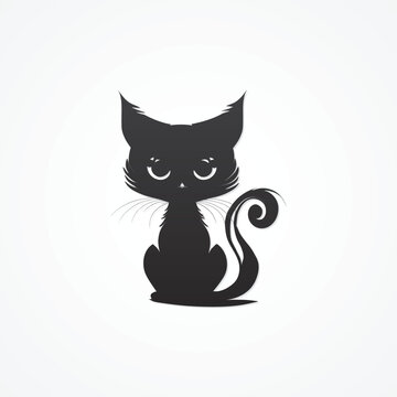 Black cat icon on white background, vector design element, eps 10