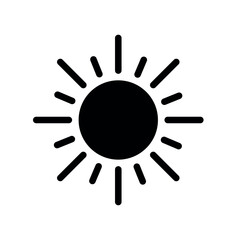 Sun vector flat icon in black color.