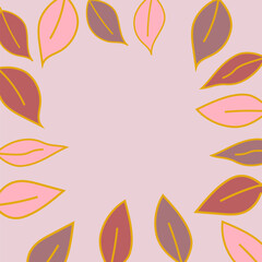 Fototapeta na wymiar Abstract background with autumn leaves. Minimalist vector card with plant outlines.