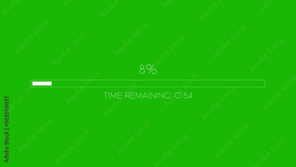 Wall mural loader bar countdown progress from 0 to 100 percent and shows time remaining on green screen