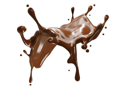 chocolate splash isolated on white. 3D Rendering.