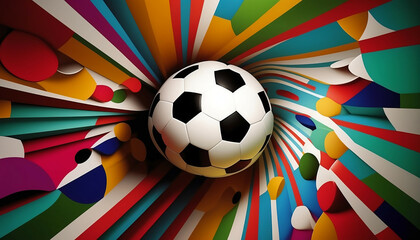 Soccer ball flies into the goal new quality universal colorful technology stock image illustration design, generative ai