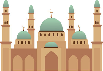 Muslim mosque vector illustration. Eid Mubarak, Ramadan Kareem