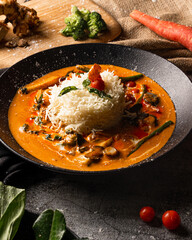 thai rice and vegetables served in a bowl