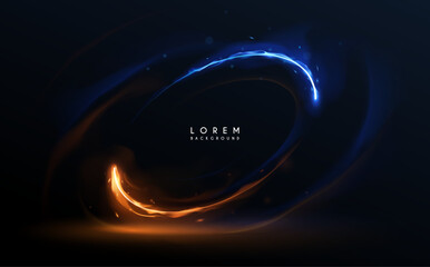 Abstract blue and yellow motion circle light effect