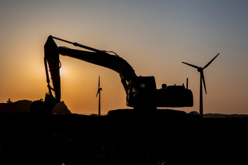 Sunset in the wind generator