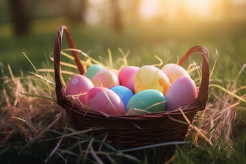 easter eggs in a basket