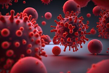 Close up virus and bacteria. Generative AI