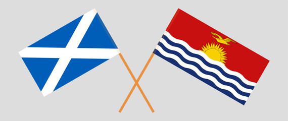 Crossed flags of Scotland and Kiribati. Official colors. Correct proportion