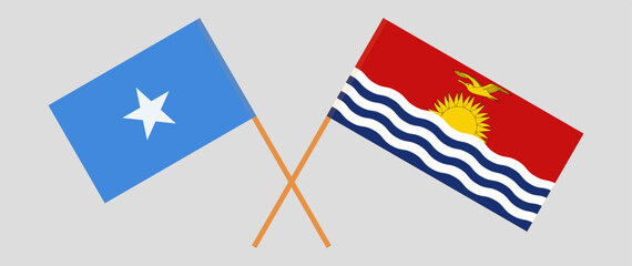 Crossed flags of Somalia and Kiribati. Official colors. Correct proportion