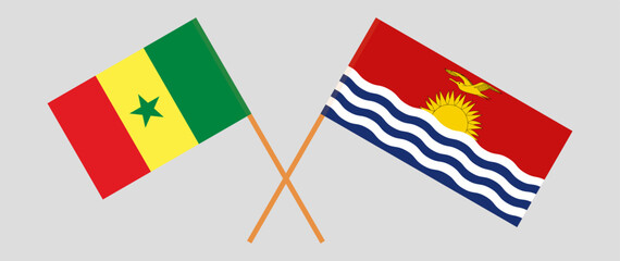 Crossed flags of Senegal and Kiribati. Official colors. Correct proportion