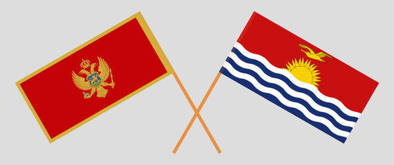 Crossed flags of Montenegro and Kiribati. Official colors. Correct proportion