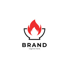 bowl with hot fire logo design vector icon symbol graphic illustration
