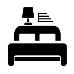 Vector illustration, logo, bed icon. Furniture. Isolated on a white background.