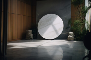 marble round plate on a zen room