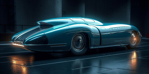 Obraz na płótnie Canvas Futuristic Retro Car: Blending Classic Design with Modern Technology
