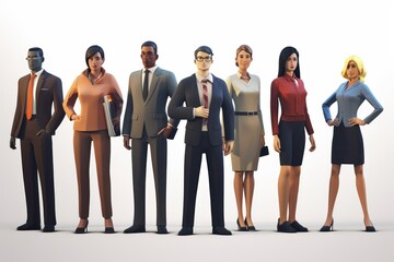 Obraz premium Startup or Enterprise Ready for Work with Business Diversity Team Clipart, Low Poly Style - Generative AI