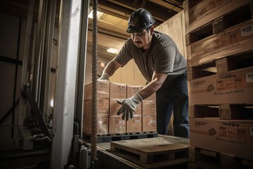 Man working at storage warehouse. Generative AI