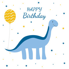 Birthday card with cute dinosaur