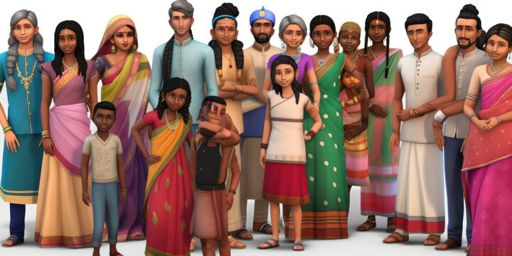 Traditional Indian Attire and Accessories for Avatar Characters, GENERATIVE AI