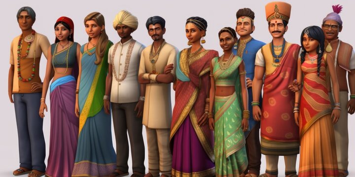 Traditional Indian Attire and Accessories for Avatar Characters, GENERATIVE AI