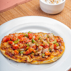 spicy parantha indian food with on top 