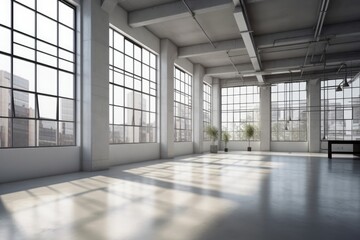 Fototapeta premium loft with lots of light and windows. Generative AI
