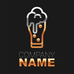 Line Glass of beer icon isolated on black background. Colorful outline concept. Vector