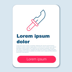 Line Hunter knife icon isolated on grey background. Army knife. Colorful outline concept. Vector