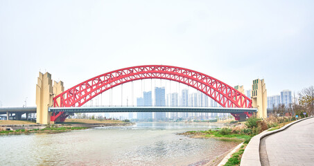 Obraz premium Tianbaowan Bridge, Tianfu New Area, Chengdu, Sichuan