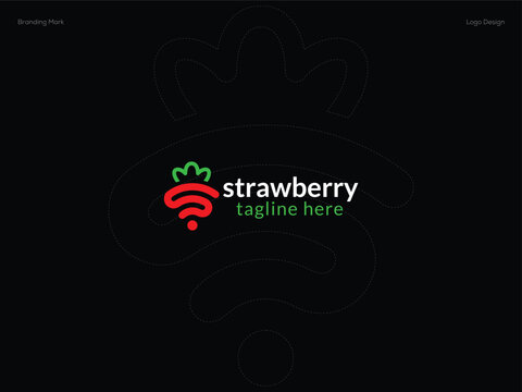 Strawberry Wifi logo design - Strawberry logo